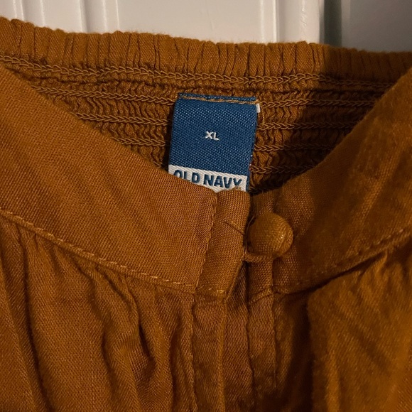 Old Navy XL 3/4 puff sleeve mustard yellow button up blouse. - Picture 3 of 3